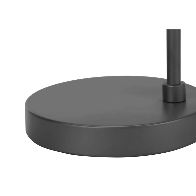 Éclairage, H 18 po, lampe de table, port USB inclus, métal gris, abat-jour gris, moderne