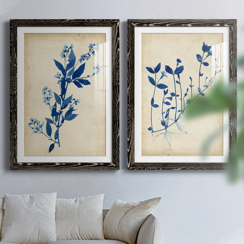 Toile indigo indigo, H 31,5 po x l 47 po x P 1,5 po, Papier encadré noir, Blanc