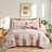 Modern Floral Geometric Quilt Set, 3-Piece Reversible Coverlet and Pillow Shams-110379271-110379273