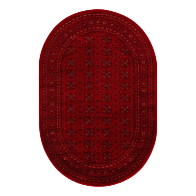 Amro Geometric Area Rug in Red