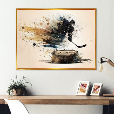 Joueur de hockey frappant une rondelle