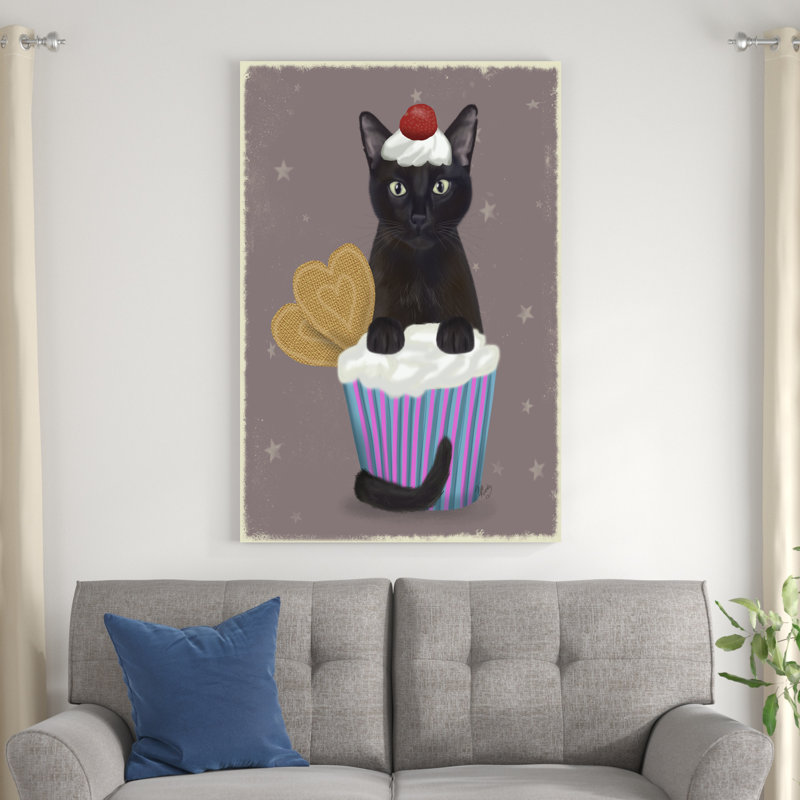 Petit chat noir, H 48 po x l 32 po x P 1,25 po