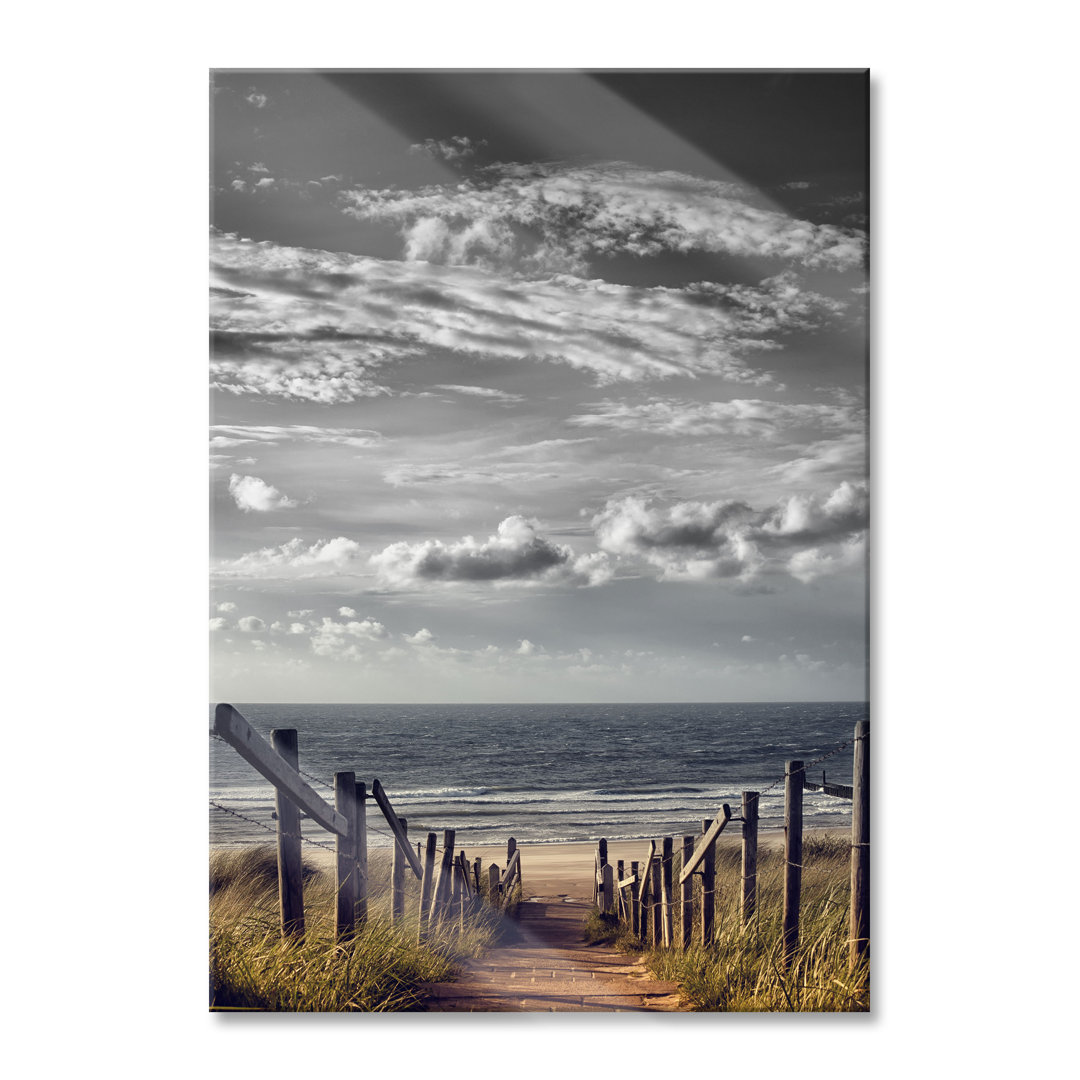 Glasbild | Wandbild Auf Echtglas | Weg Zum Strand Am Meer | 1 Schwarz-Weiss LFy16876