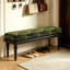 Banc de bout de lit à fin de lit à motif vert rétro, banc de chambre en bois massif avec garniture cloutée dorée