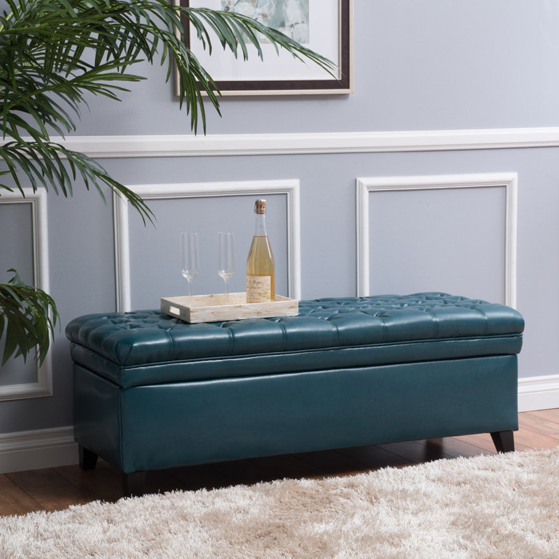 Tufted Button Storage Bench, Teal