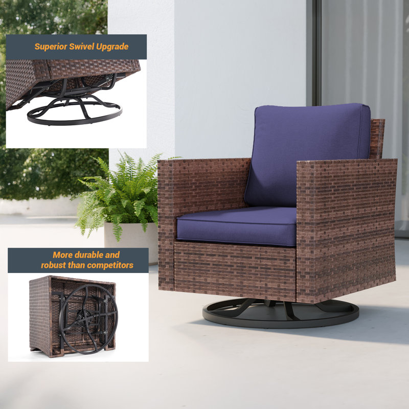 Ensemble de mobilier d'extérieur en rotin, Marine, Brun