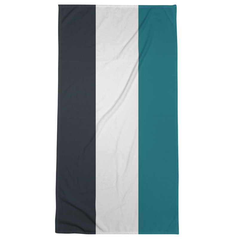 Cotton Blend Beach Towel, Black/White/Blue