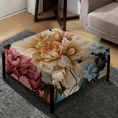Renaissance Garden Botanical Pattern II - Botanical Large Square Ottoman