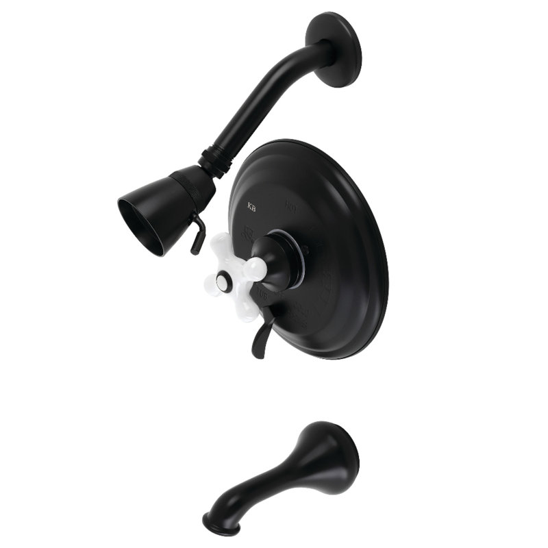 Kingston Brass Restoration Single-Handle Pressure Balanced Tub and Shower Faucet, Matte Black