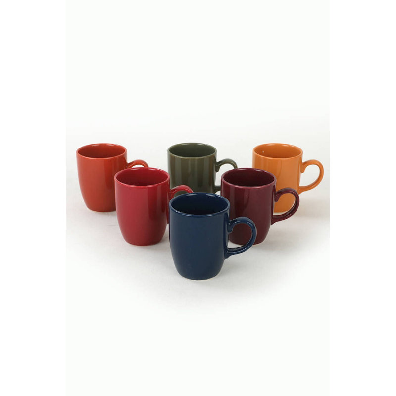 Collazo Eco-Friendly Ceramic Stoneware Mug Set (6 Pieces), 10.6 oz | Antibacterial, Easy to Clean, Dishwasher Safe Up to 122°F, Microwave Safe | Perfect for Coffee, Tea & Hot Beverages, Durable & Stylish Design