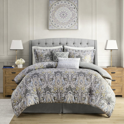 Édredon très grand 100% coton gris avec lit de rembourrage doux et moelleux