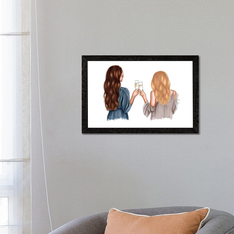 Champagne by Elza Fouche - Print on Canvas, 66.04 cm H x 45.72 cm W, Black Framed