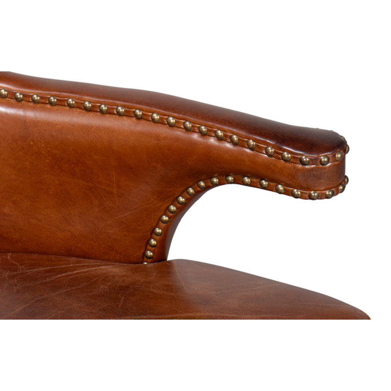 Drake Armchair, Dark Brown Genuine Leather