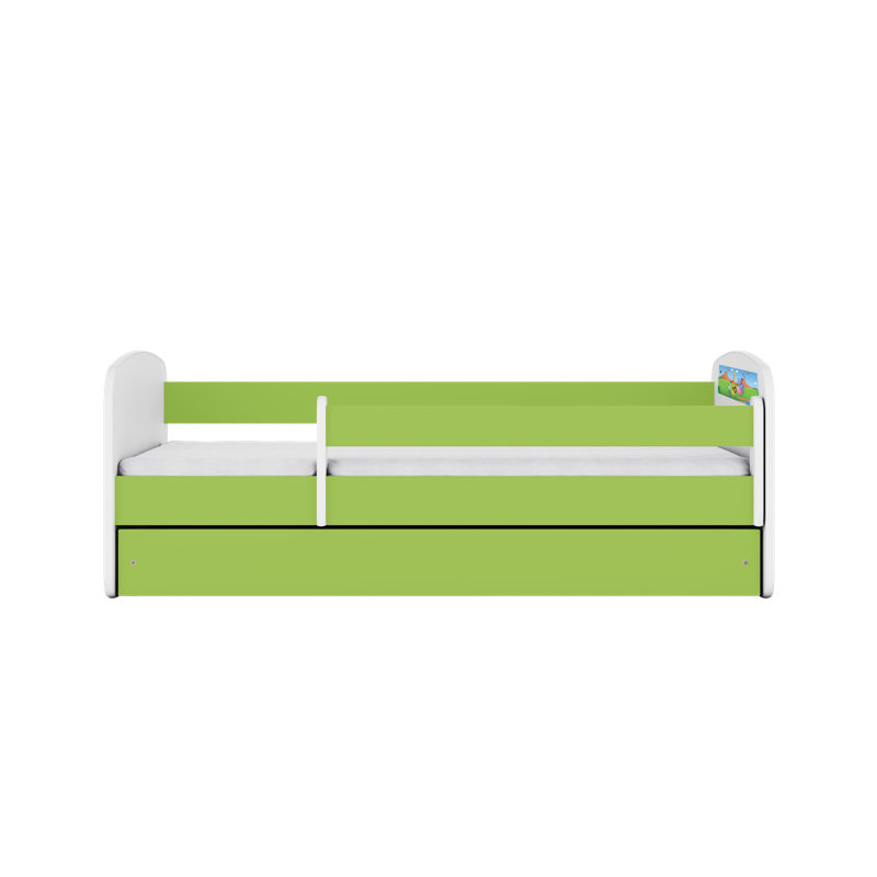 Cicero Drawer Convertible Bed and Mattress, Toddler (70 x 140 cm), Green