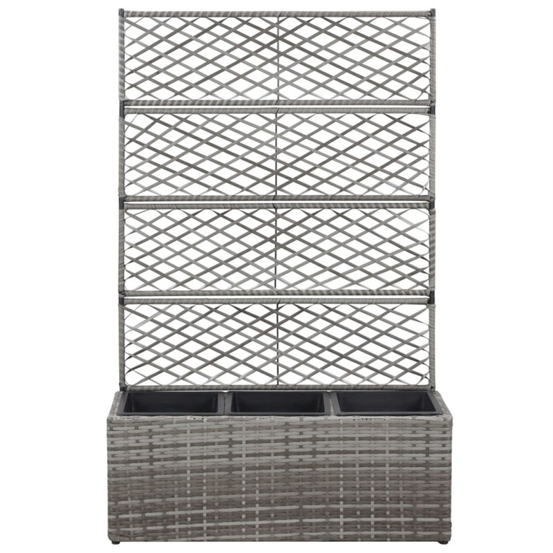 Newsome Rattan Planter Box with Trellis, 130cm H x 83cm W x 30cm D, Grey