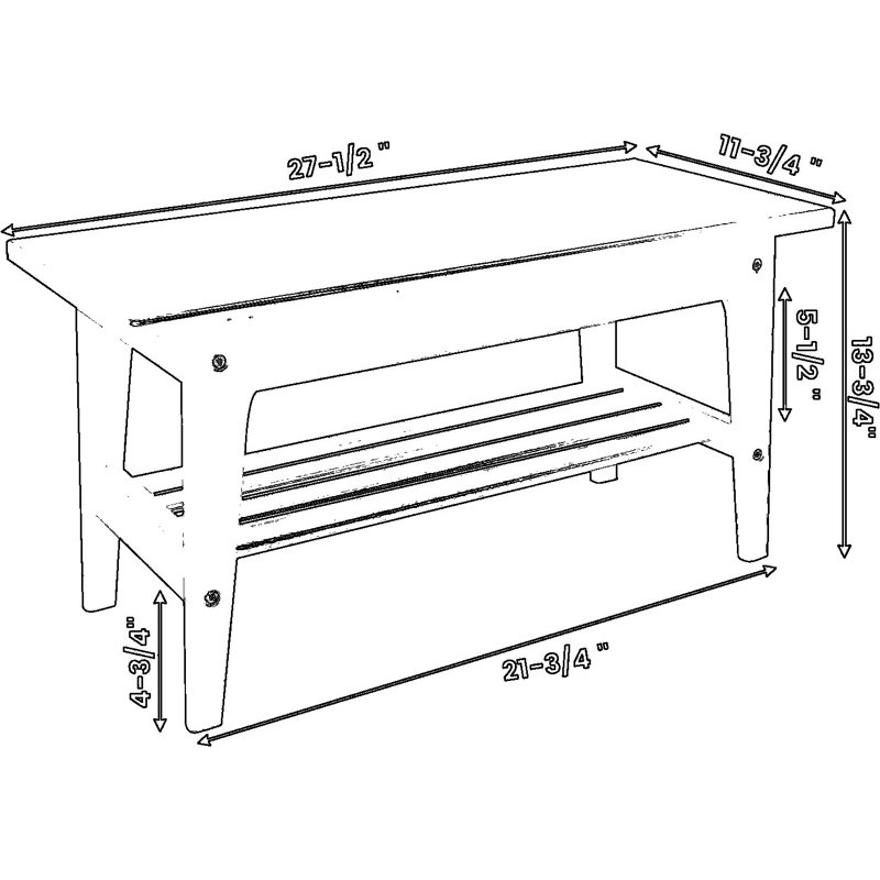 Banc en bois d'hickory massif avec rangement, banc d'entrée à 2 niveaux pour vestibule, couloir ou salle de bain, range-chaussures d'intérieur et extérieur durable