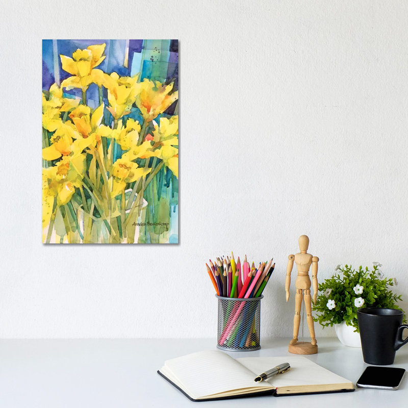 Daffodil Delight by Annelein Beukenkamp - Wrapped Canvas Painting, 20.32 cm H x 30.48 cm W