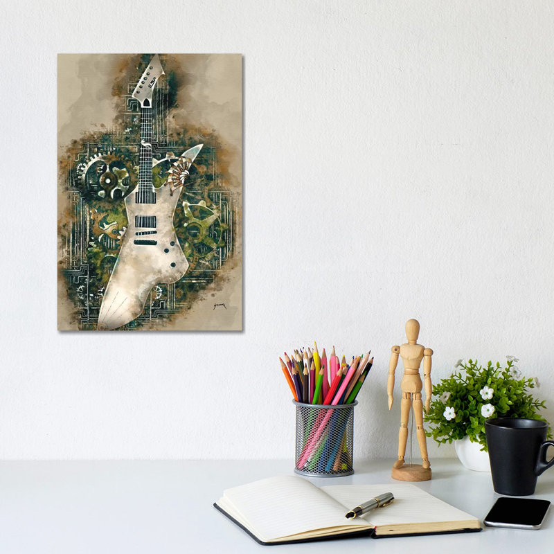 James Hetfield's Steampunk Snakebyte Guitar - Wrapped Canvas Painting, 20.32 cm H x 30.48 cm W