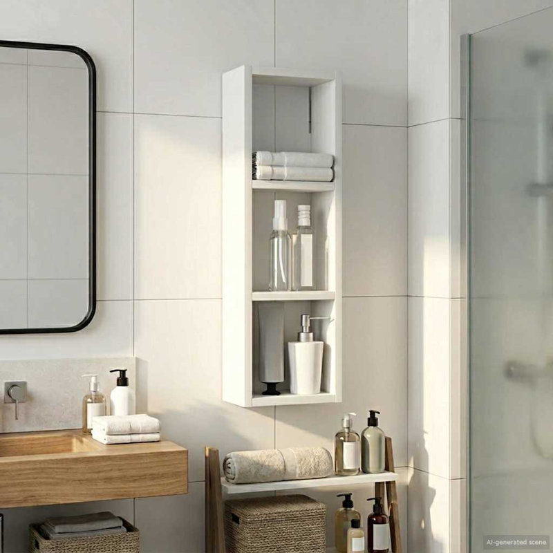 Wall Mounted Required Bathroom Cabinet, 60.5cm H x 20cm W x 10cm D, White