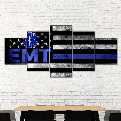 " EMT Flag Multi Piece Canvas Print " by Echoes Of America 5 - Pieces