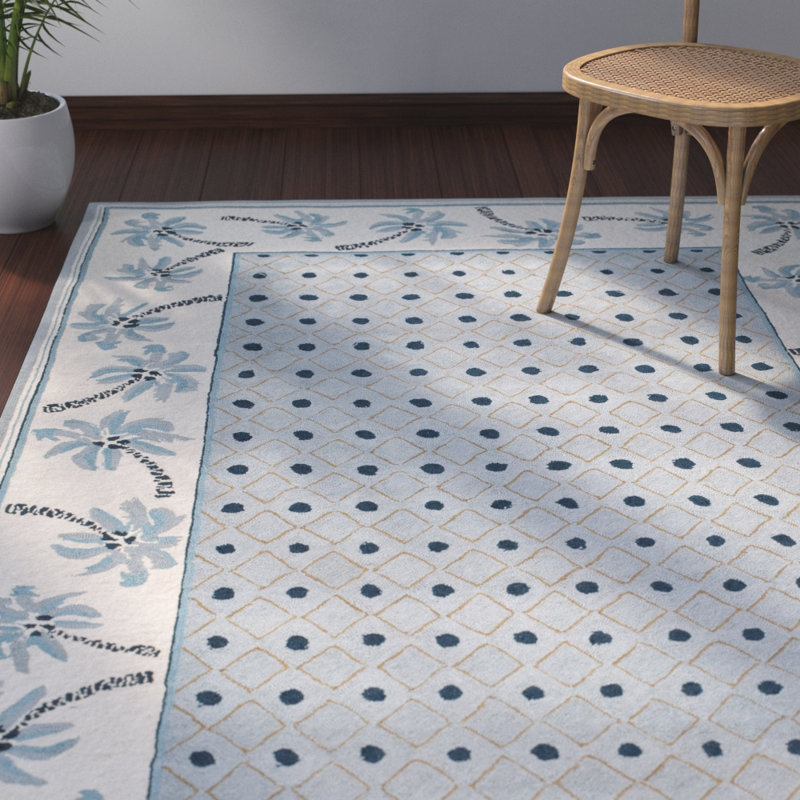 Tapis géométrique en laine crocheté à la main Hogle, Rectangle 7 pi 9 po x 9 pi 9 po