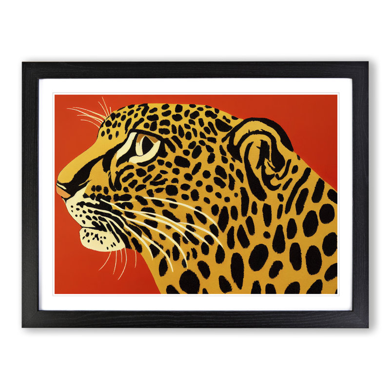Artistic Leopard - Single Picture Frame Print, Black, 34cm H x 46cm W