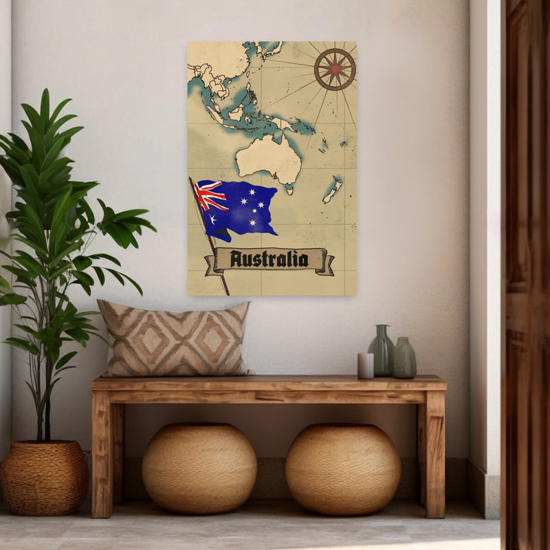 Art mural rétro, carte de l'Australie rétro