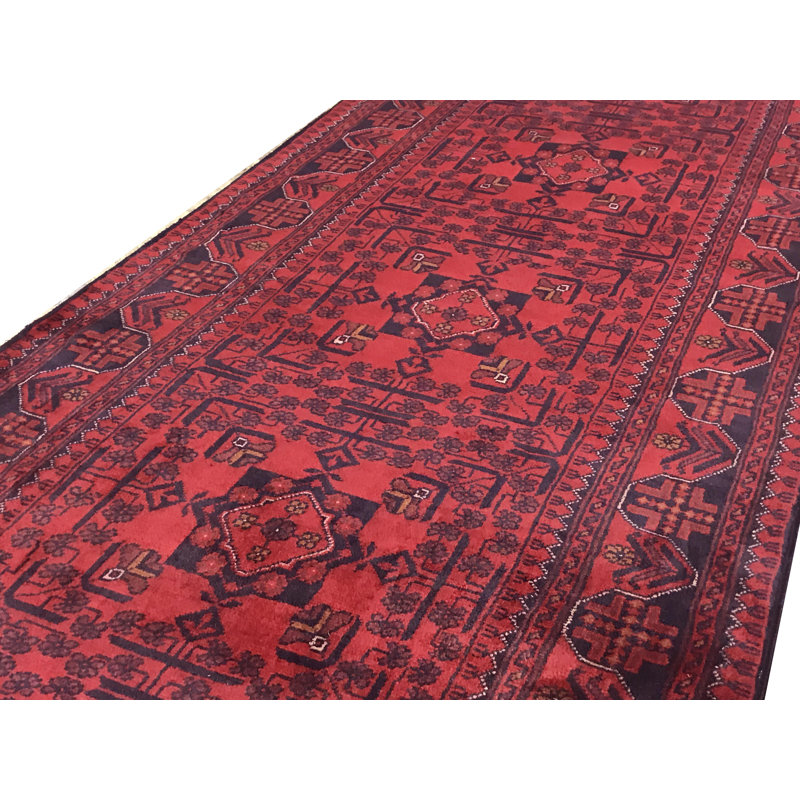 One-of-a-Kind Hand-Knotted High-Quality Red/Black Runner