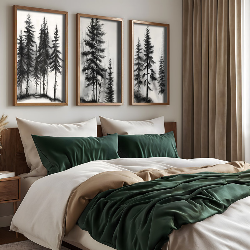Elegant Decorative Framed MDF Painting (3 Pieces), Pine Wood Frame, 13.8 x 18.5 x 1.2 inches | 100% MDF, Thickness: 0.1 inches | UV Printed Artwork, Perfect for Living Room, Bedroom & Office Decor