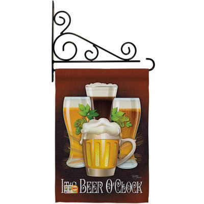 "it’s beer heure impressions" , jardin décoratif en polyester 2 faces 19 x 13 po. ensemble de drapeaux