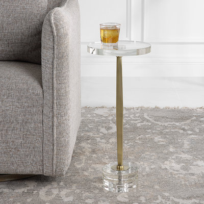 Table de bout à piédestal en verre de 23,75 po de hauteur Raciel