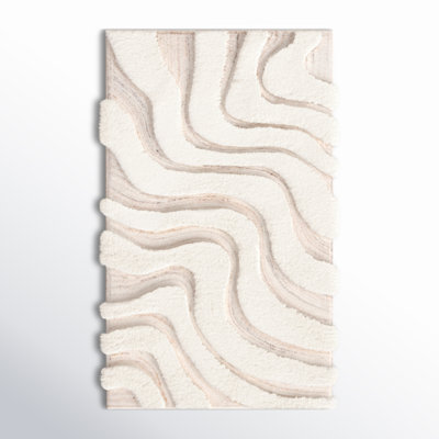 Ankara Abstract Handmade Wool Area Rug in Beige/Ivory