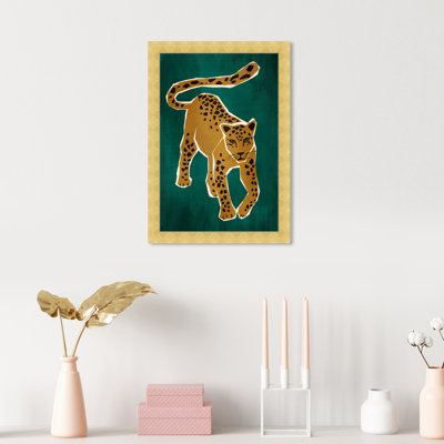 Oliver Gal Contemporary Glam Jungle Leopard Framed Canvas Art Print For Living Room