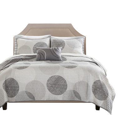 Timothy Geometric Circle Reversible Quilt and Cotton Sheet Set
