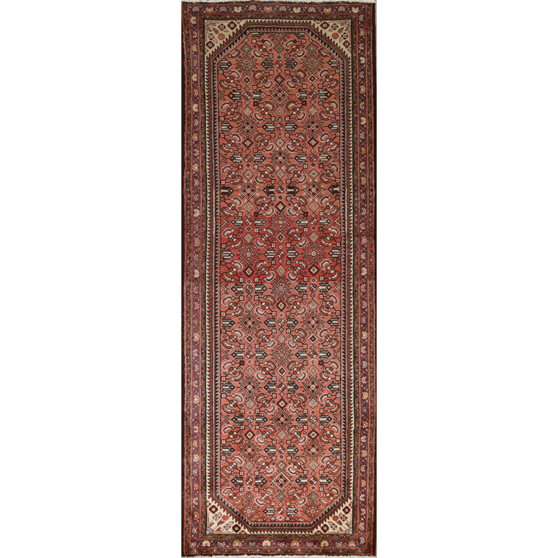 Tapis de couloir unique en laine noué à la main de style 1980S 3 pi 4 po x 9 pi 7 po Rudys