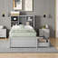 Cadre de lit simple moderne avec port USB intégré et tête de lit de rangement - gris-99072633