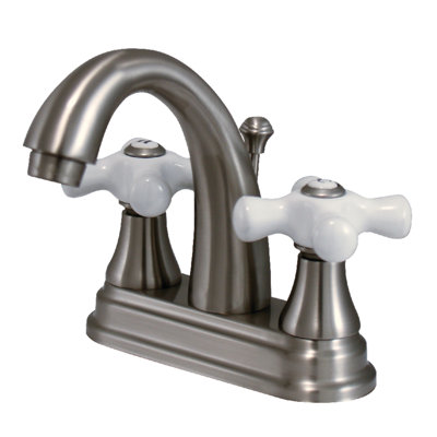 Kingston Brass English Vintage Two-Handle 3-Hole Deck Mount 4" Centerset Bathroom Faucet with Brass Pop-Up