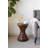 Hourglass-Shaped Side Table Made Of Paulownia Wood With Textured Mosaic Base, Compact Sculptural Design For Modern And Eclectic Interiors.