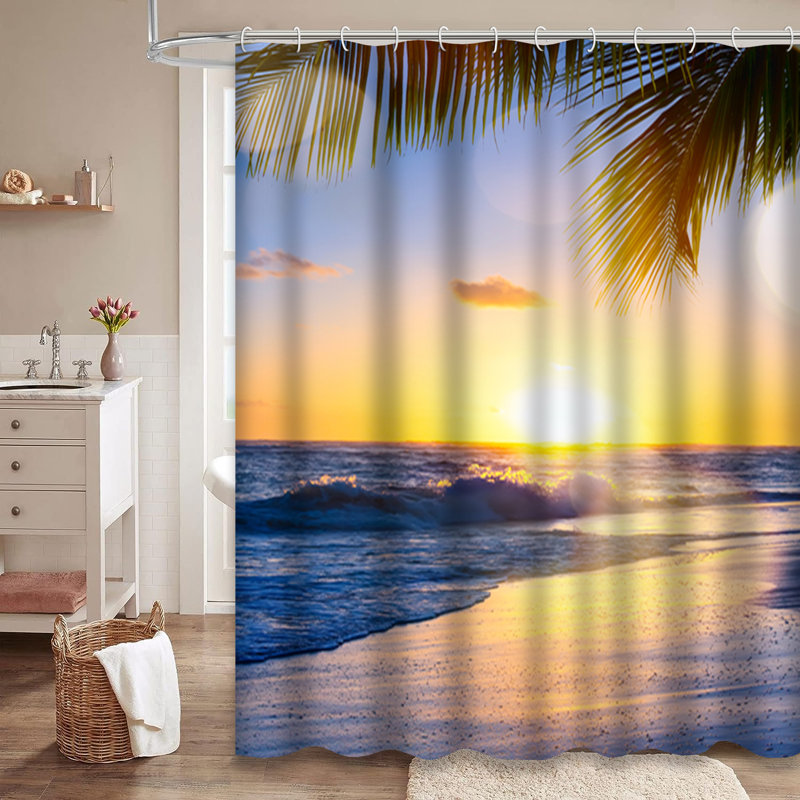 Magnifique rideau de douche avec 12 crochets Tropical Beach Sunset Hawaii, L 72 po x l 72 po