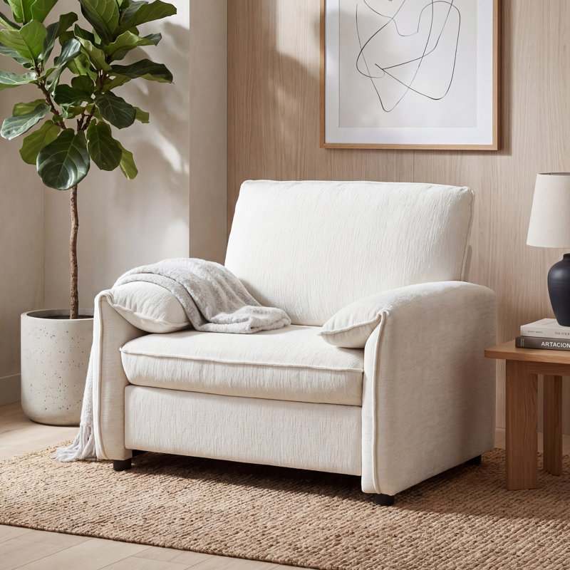 41" Wide Armchair Upholstered Modern Accent Chair,Beige, beige