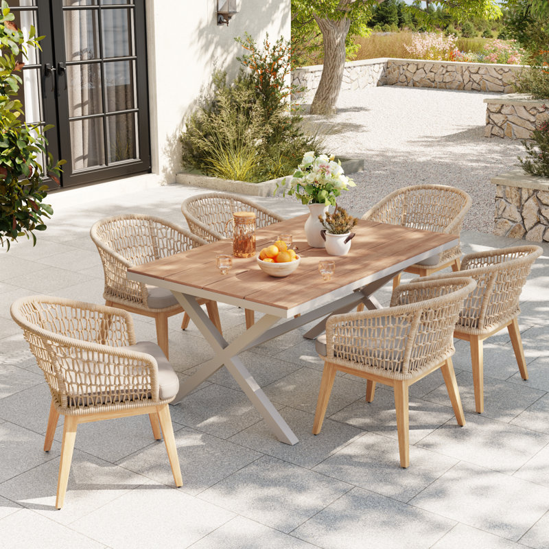 Ensemble repas d'extérieur pour 6 personnes avec coussins