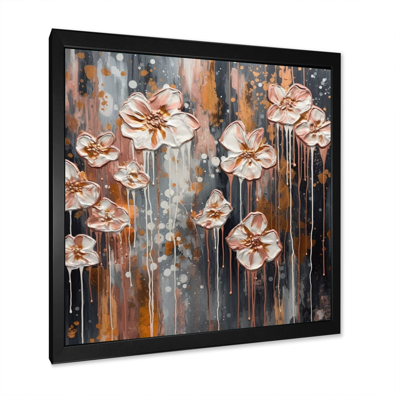 «Pink Roses In Bloom», reproduction sur toile, Cadre photo noir, H 16 po x l 16 po x P 1 po