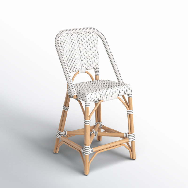 Solstice Rattan 25" Counter Stool, White/Gray Dot