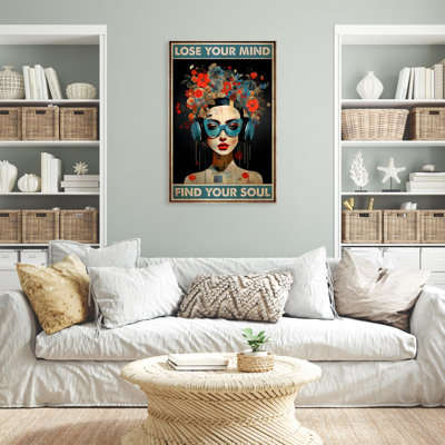 «Girl Music Lose Your Mind», reproduction d'art graphique sur toile tendue 1 pièce | 0372
