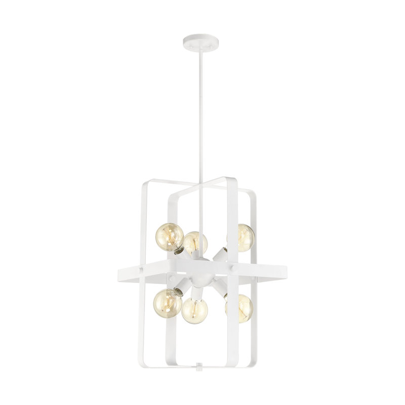 Bartłomiej 6 - Light Dimmable Square / Rectangle Chandelier, White