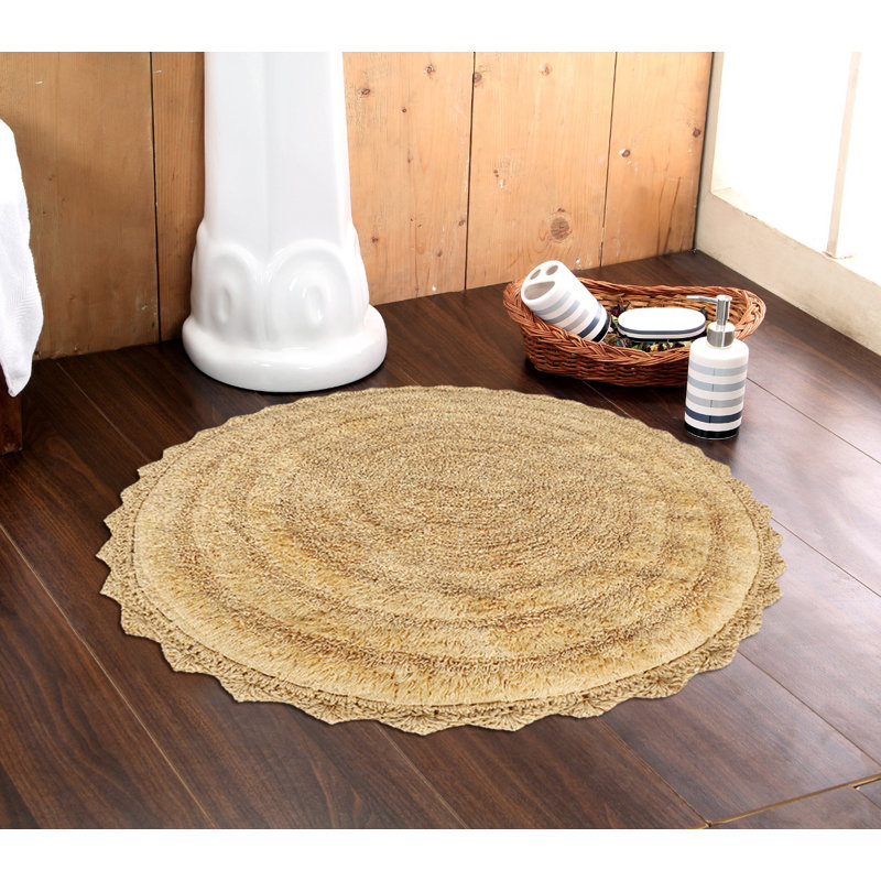 100% Cotton Non-Slip Bath Rug, Beige