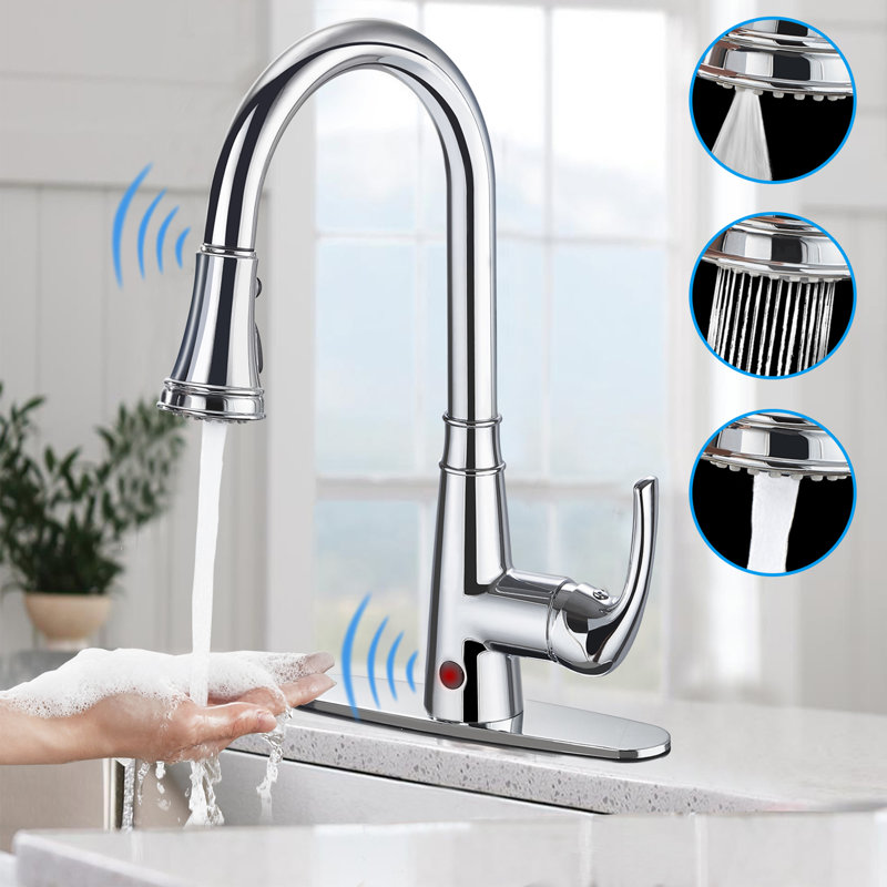 Robinet de cuisine sans contact, Chrome