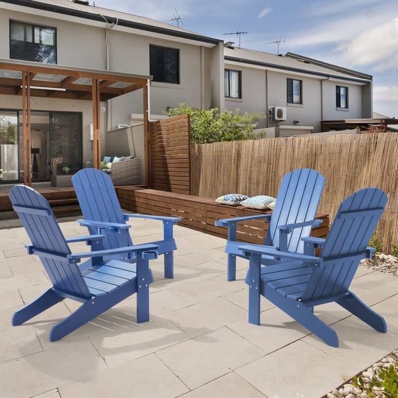 4 pièces Adirondack en plastique Balcon Foyer en plastique chaise simple, Gris clair