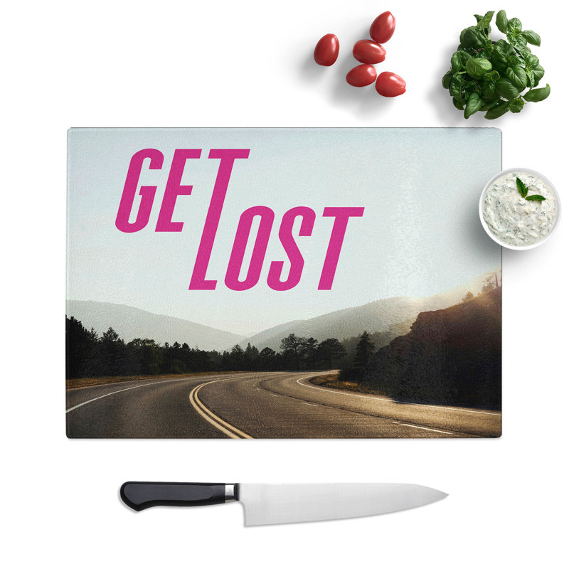Get Lost Typography Chopping Board, 0.4cm H x 28.5cm W x 39cm L