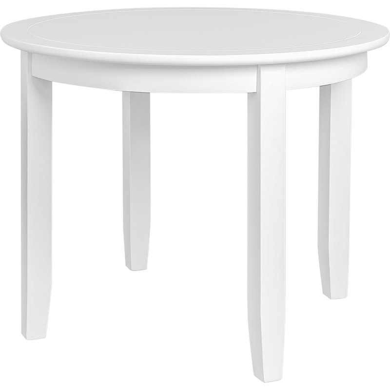 39" White Solid Wood Round Top Dining Table